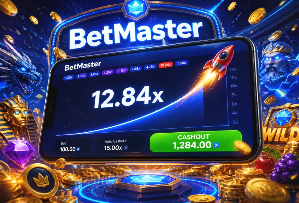 BetMaster registration form on a phone with email, name and date-of-birth fields